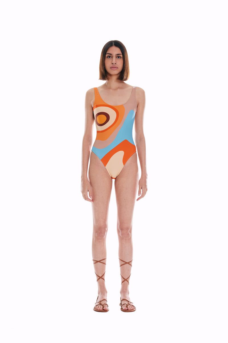 韓国人気ファッション[PORTA] DESERT LOGO PATTERN SWIMSUIT DESERT LOGO PATTERN SWIMSUIT, GREY - 포르타