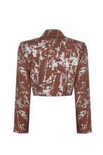Görseli Galeri görüntüleyiciye yükleyin, Galaxy Metalik & Kahve Crop Blazer Ceket