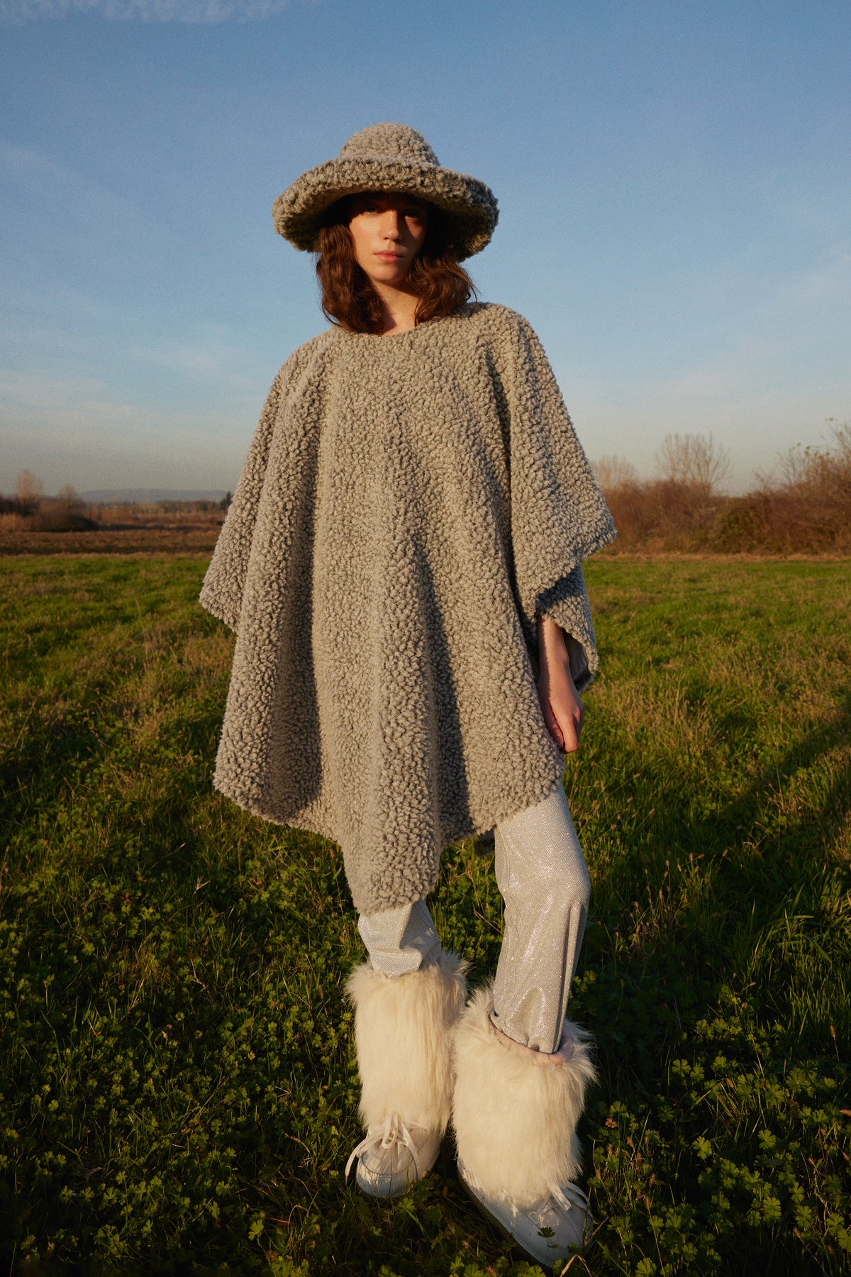 Cosmonaut Double Sided Faux Fur Poncho