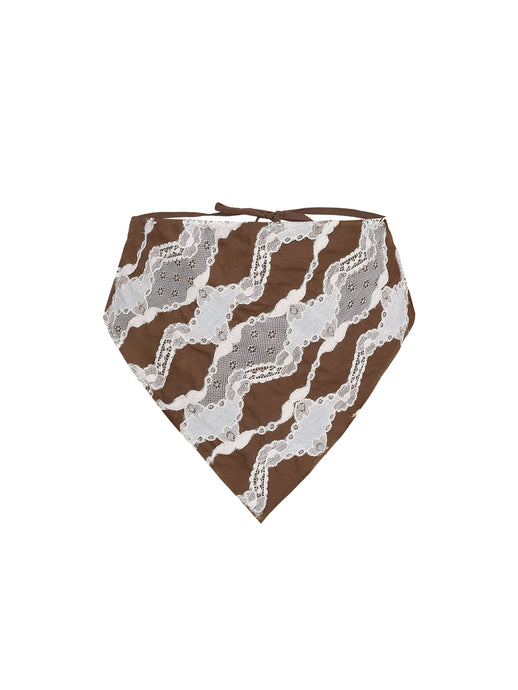Dancer’s Spirit Bandana yakın plan, ekru dantel aplike detayları, cut-out efektli pamuk kumaş, WAYT