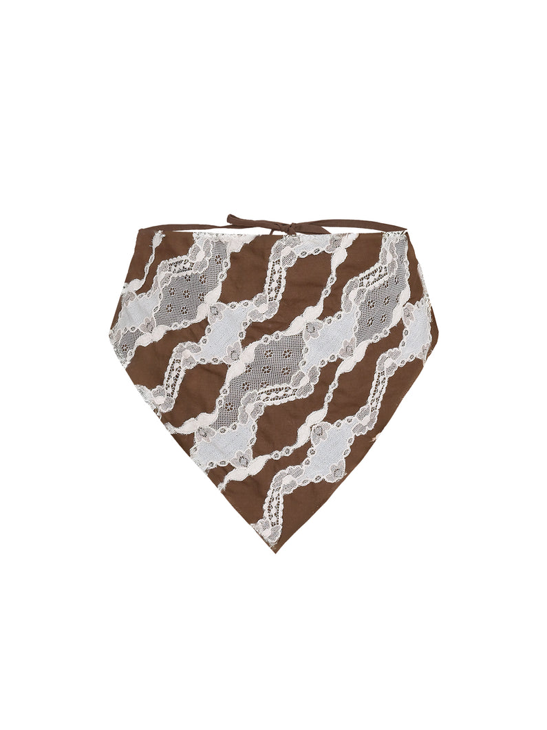Dancer’s Spirit Bandana yakın plan, ekru dantel aplike detayları, cut-out efektli pamuk kumaş, WAYT