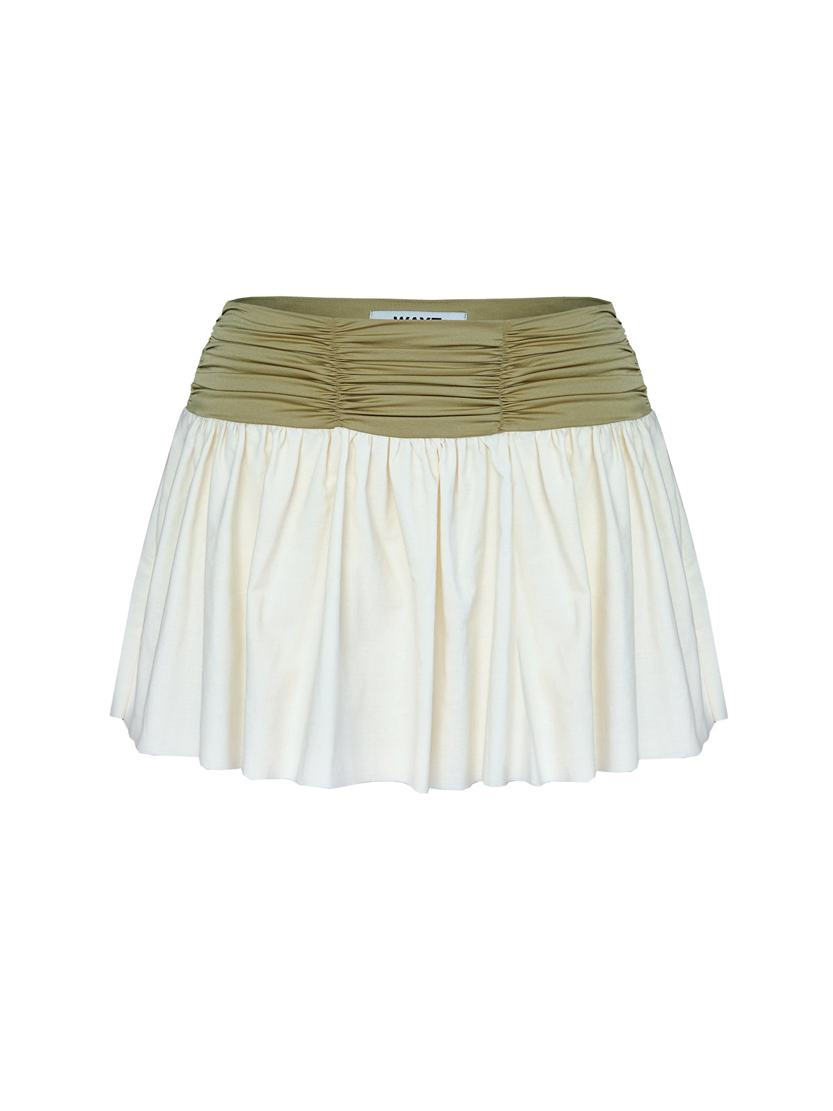 WAYT Entrechat drapeli mini etek, krem vual kumaş, dekupe ürün görseli