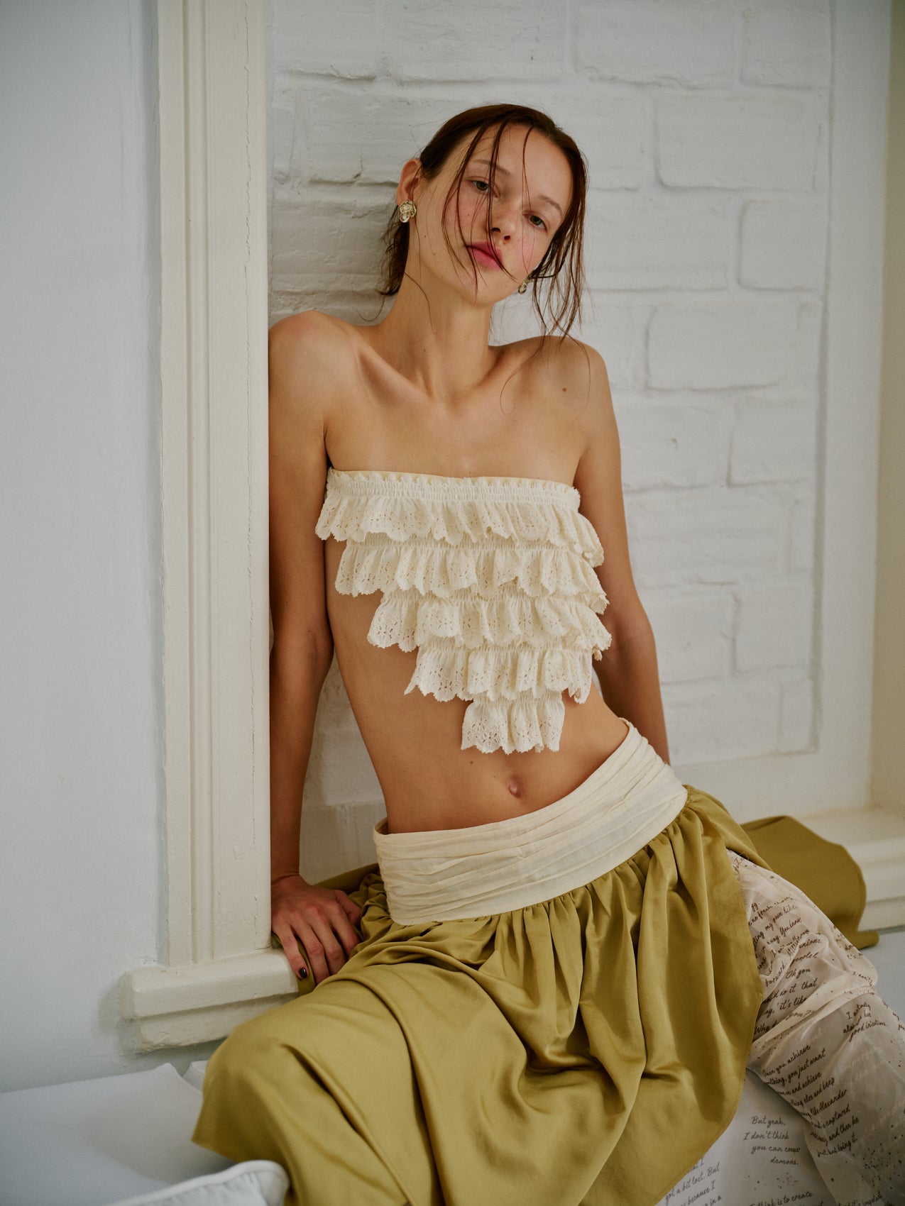 Giselle Ruffled Lace Appliqué Bandana Top