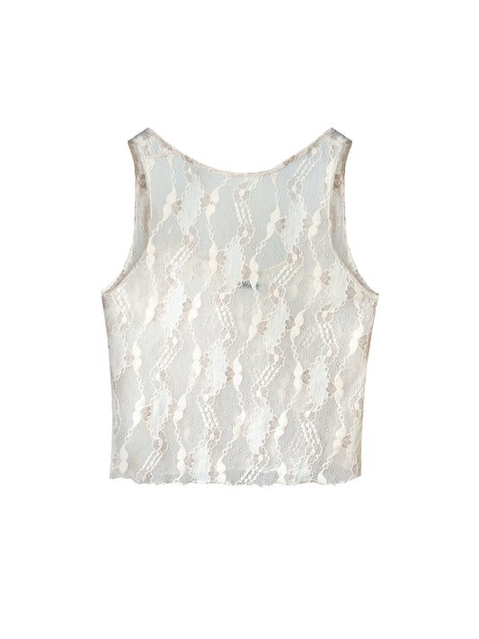 WAYT Pas de Deux askılı dantel bluz – transparan ve zarif detaylarıyla stilize dekupe görünüm