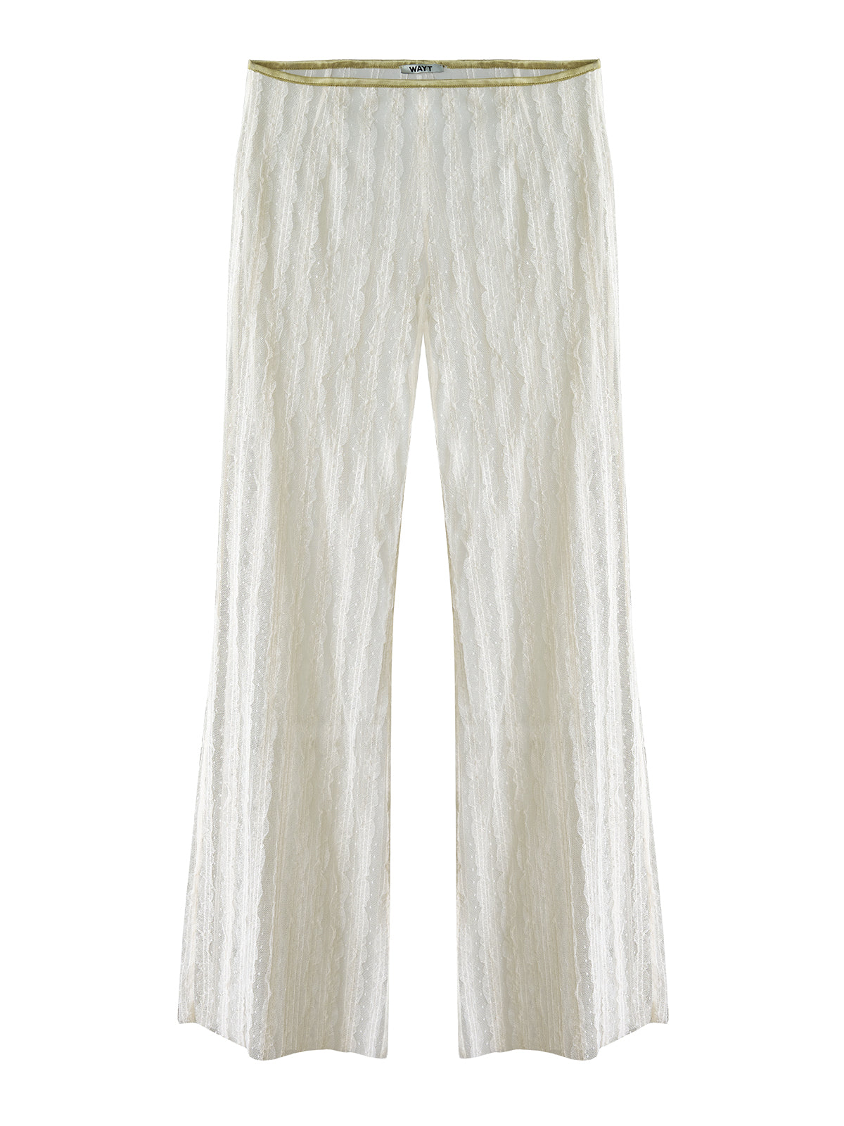 WAYT Reverie çizgi motifli ekru dantel pantolon — dekupe ürün görseli
