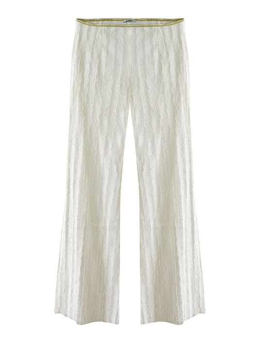 WAYT Reverie çizgi motifli ekru dantel pantolon — dekupe ürün görseli