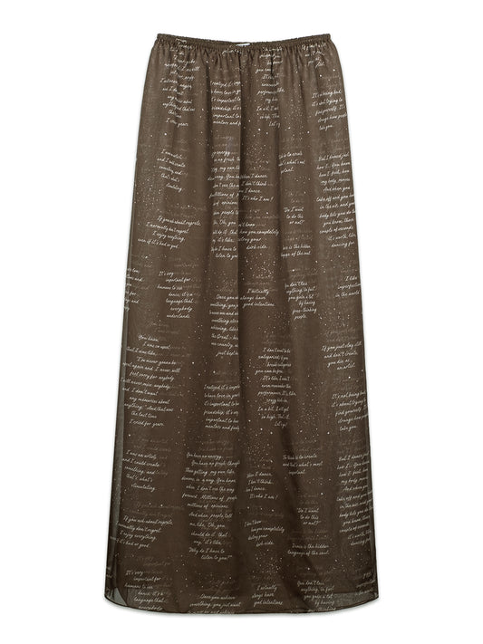 WAYT sheer chiffon skirt in olive green, lightweight fabric, flowy silhouette