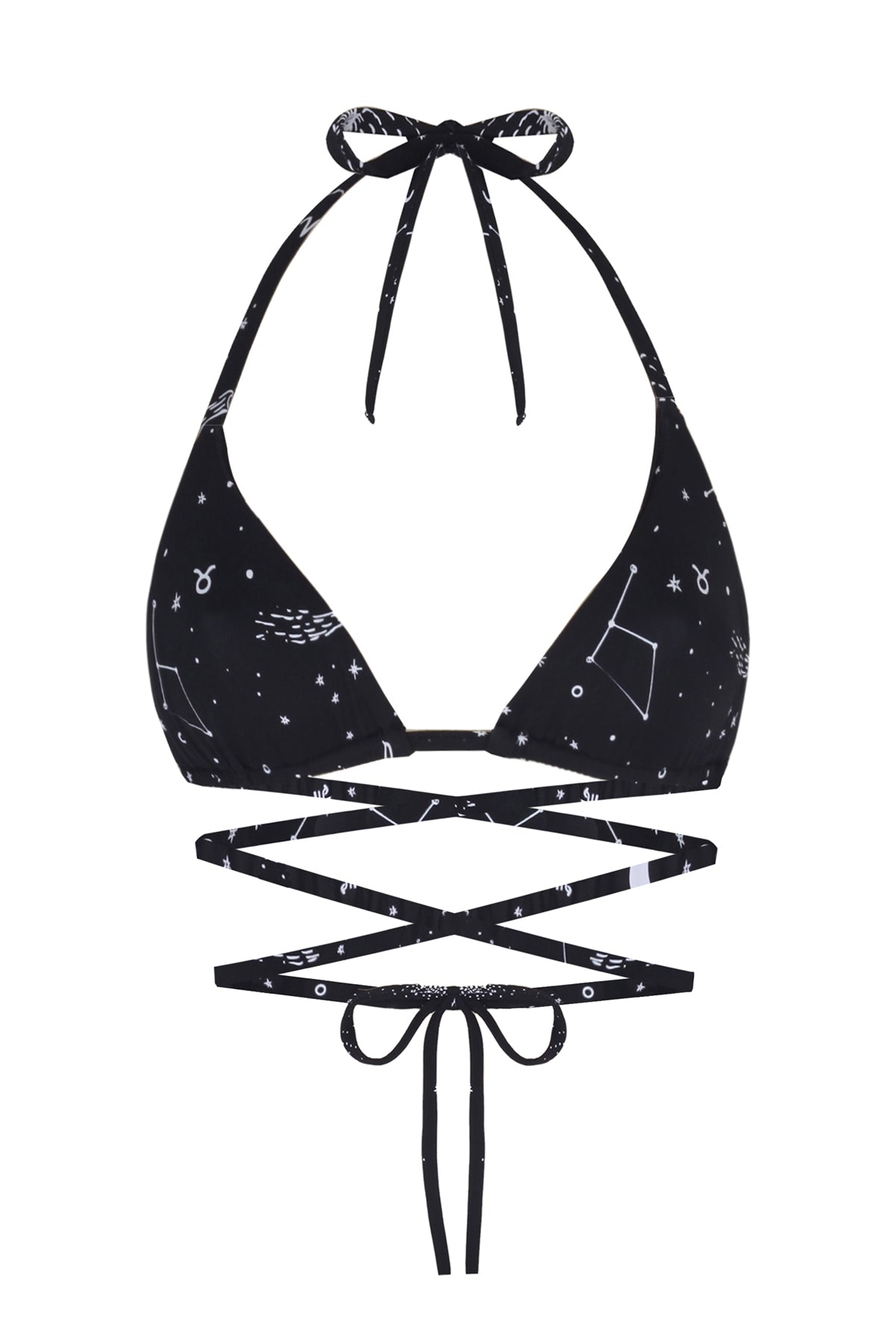 Space Babe Celestial and Zodiac Print Recycled Bikini Top